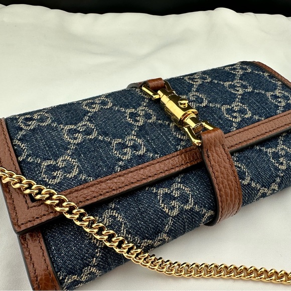Gucci GG Denim Jackie 1961 Chain Wallet NEW WITH DUST BAG - Picture 10 of 15